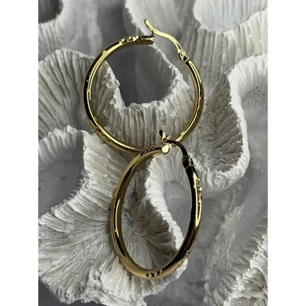 SLC 925 Sterling Silver Gold Plated Hoop Earrings